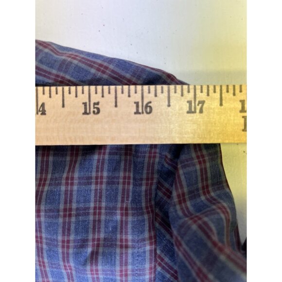 NWT Hickey Freeman Cotton Button Front Shirt Blue Red Plaid Sz Small Long Sleeve - Picture 13 of 14